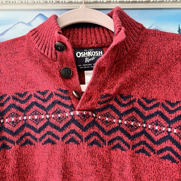 Osh Kosh Sweater Kids Sz 8 Red Holiday Christmas Outwear - Picture 2 of 7